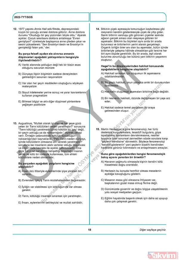 YKS TYT FUL A-B-C-D kitapçığı soru ve cevap anahtarı! 2022 YKS TYT SORU VE CEVAPLARI PDF İNDİR! osym.gov.tr YKS TYT Türkçe, Sosyal Bilimler, Matematik, Fen, Coğrafya, Din cevap anahtarı! - 20