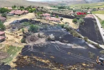 Çorum’da anız yangını köydeki evlere sıçramadan söndürüldü