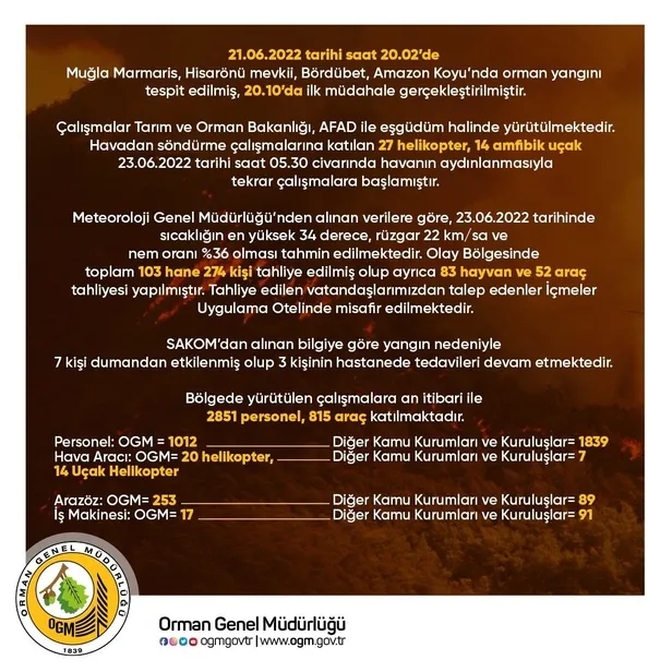 Son dakika: Marmaris'te orman yangını: Alevlerle mücadelede sürüyor! Bakan Kirişci son durumu açıkladı-2