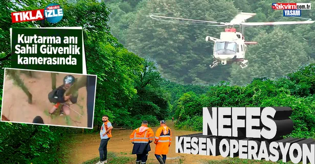 Şile'de nefes kesen operasyon: Yağmur sonrası mahsur kalanlar helikopterle kurtarıldı! O anlar Sahil Güvenlik kamerada