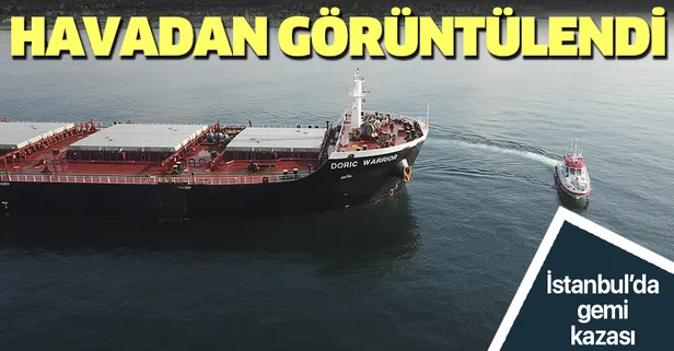 Zeytinburnu açıklarında kaza yapan gemiler havadan görüntülendi