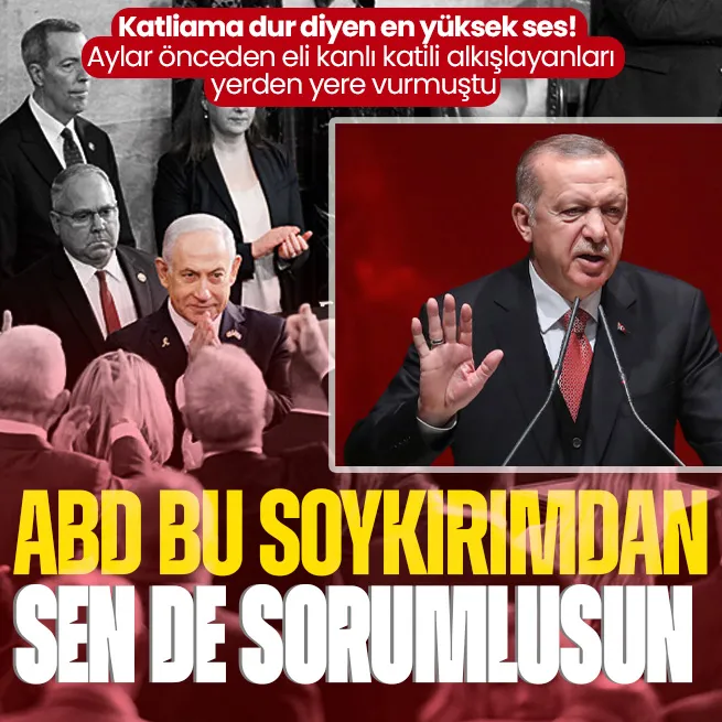 ABD Kongresinde Netanyahuya alkış tufanı! Başkan Recep Tayyip Erdoğanın o sözleri yeniden gündem oldu: Ey Amerikan devleti sen de İsrail kadar sorumlusun