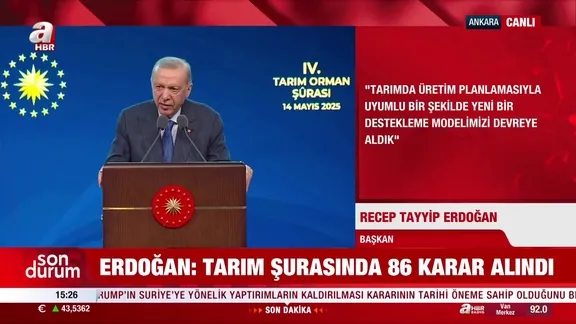 Başkan Erdoğan'dan 4. Tarım Orman Şurası Sonuç Bildirgesi Programı'nda önemli açıklamalar