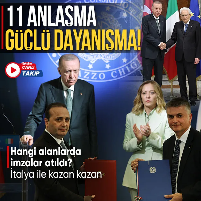 Türkiye-İtalya arasında 11 alanda imzalar atıldı! Başkan Erdoğan İtalya Cumhurbaşkanı Sergio Mattarella ile görüştü