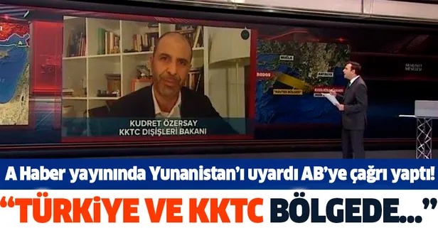 KKTC Başbakan Yardımcısı ve Dışişleri Bakanı Kudret Özersay: "Türkiye ve KKTC bölgede oldu bittiye izin vermeyecek"
