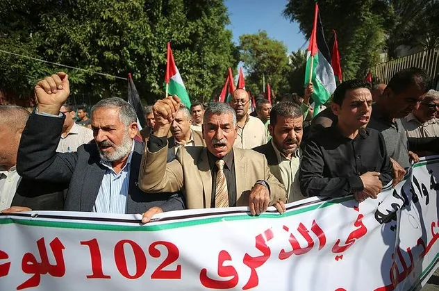 Gazzeliler Balfour Deklarasyonu'nu 102. yılında protesto etti
