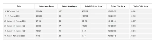 Haftalık koronavirüs tablosu yayımlandı: Vaka sayısı 365 bin 424 oldu!-2