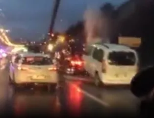 İstanbul Beykoz’da kazaya karışan araç çekicinin üstünde yandı