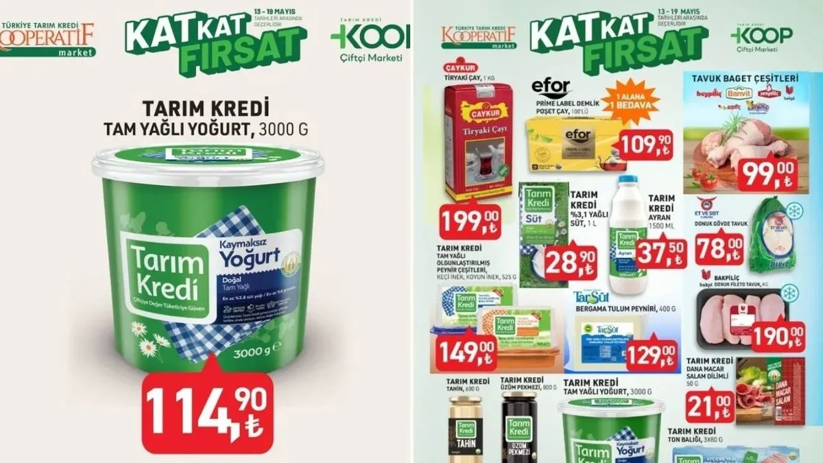Tarım Kredi 13-19 Mayıs 2025 aktüel kataloğu | 1 alana 1 bedava + 24 üründe altın indirimler! Ayçiçek yağı, yoğurt...