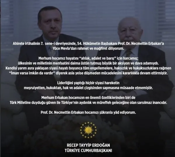 Cumhurbaşkanı Erdoğan'dan Erbakan'ı anma mesajı-7
