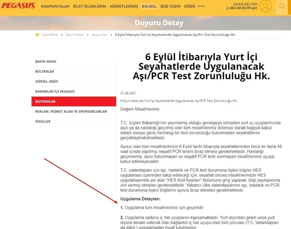 1631179221884.jpg Pegasus'tan skandal PCR testi açıklaması! Sitesini güncelledi sorumluluğu İçişleri Bakanlığı'na attı-4