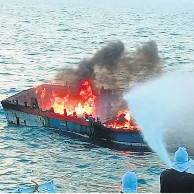 Teknede yangın faciası