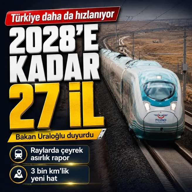 Çeyrek asırda 3 bin kmlik yeni hat! Bakan Uraloğlu duyurdu: Hızlı trende hedef 2028e kadar 27 il