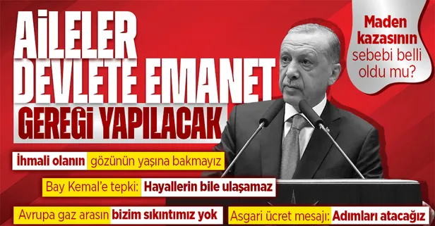 Başkan Erdoğan AK Parti Grup Toplantısı'nda konuştu: Madencilerin aileleri devlete emanettir