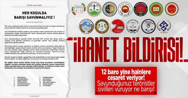 12 barodan Pençe - Kılıç Hava Harekatı'na karşı ortak açıklama