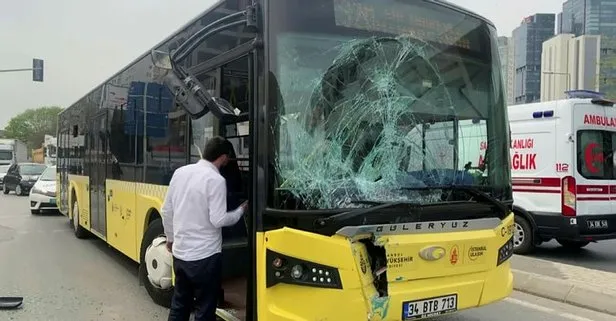 Maltepe’de İETT otobüsü yolcu minibüsüne çarptı! 1 yaralı