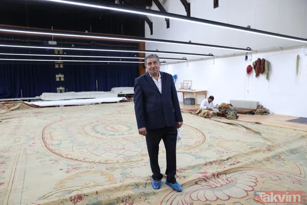 Tam 1 ton ağırlığında! Dolmabahçe Sarayı'nın en büyük halısı restore ediliyor - 6
