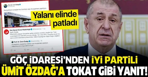 Göç İdaresi Genel Müdürülüğü'nden İYİ Partili Ümit Özdağ'a yalanlama!