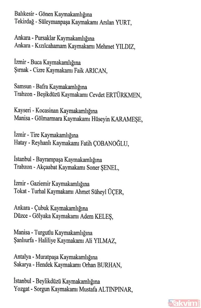 Son dakika haberi: 8 AÄustos Atama Kararları Resmi Gazete´de | Kaymakam atamaları tam liste