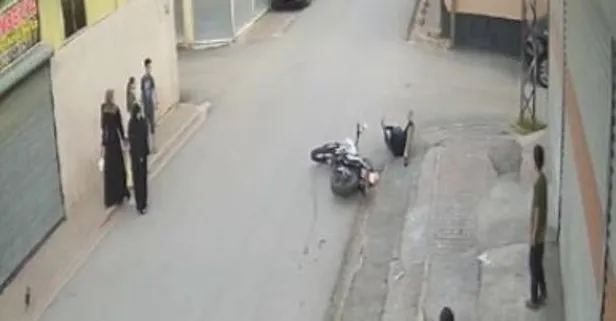 Adana’da uçurtmaya takılan motosiklet sürücüsü yere kapaklandı: O anlar kamerada