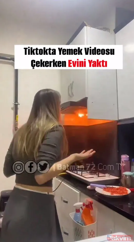 Al sana Tiktok! Yemek videosu çekeyim dedi mutfağının yanışını izledi: Alevleri üfleyerek söndürme çabası dikkat çekti - 4