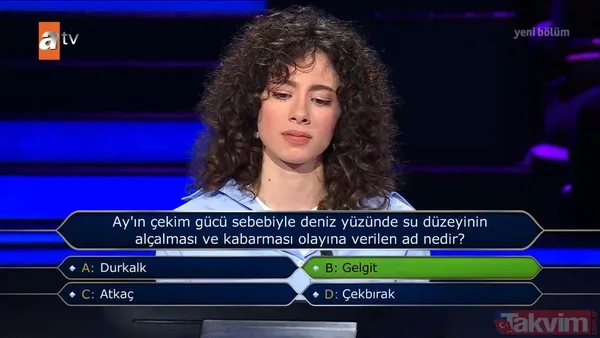 İşte Kim Milyoner Olmak İster'de yarışmacının cevapladığı diğer sorular...