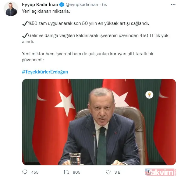 Asgari ücret 2022'de 4253 TL oldu! 'Teşekkürler Erdoğan' etiketi sosyal medyada 1. sırada - 7