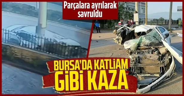 Bursa’da kontrolden çıkan otomobil enerji nakil hattı beton diğerine çarptı! 3 kişi öldü 2 kişi ağır yaralandı