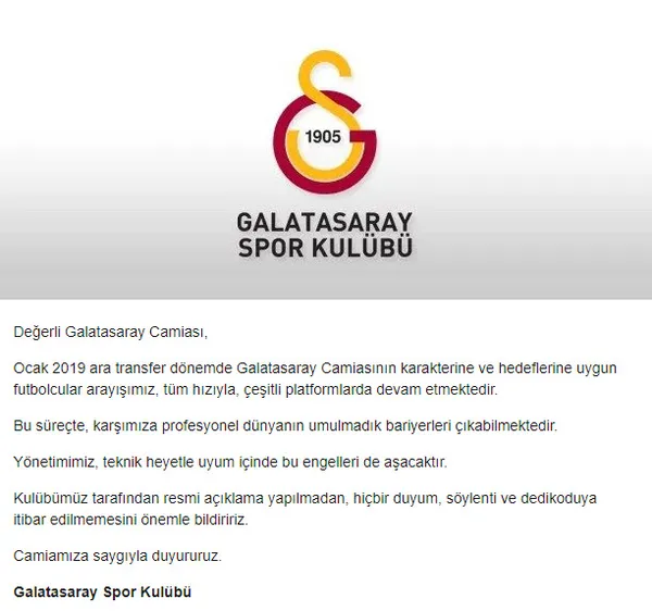Galatasaray'dan transfer açıklaması geldi-1