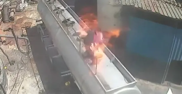 Ağzında sigara ile açtığı tanker kapağı bomba gibi patladı! İşte o anlar