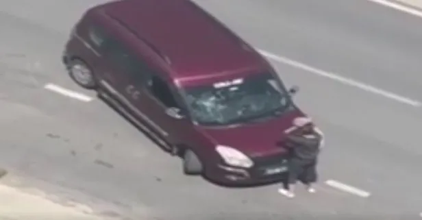 Kadın sürücünün öfkesi kamerada