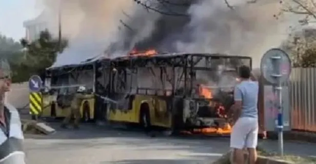 İstanbullunun İETT ile imtihanı! Fırından yeni çıktı: Duraktaki otobüs alev alev yandı