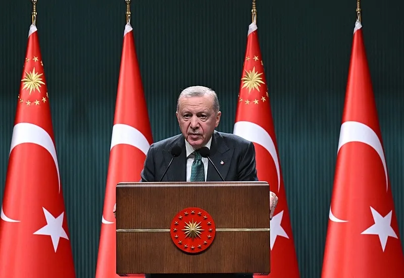 Başkan Erdoğan, Kabine Toplantısı'nın ardından millete seslendi. (AA)