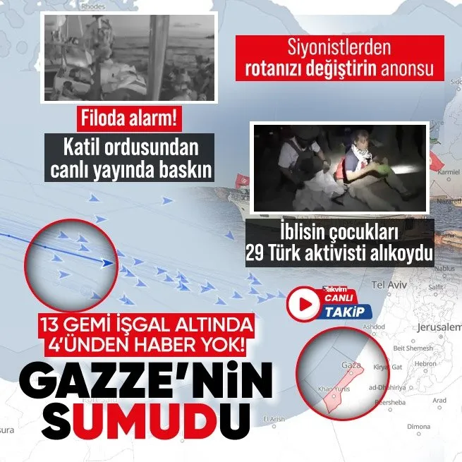 Küresel Sumud Filosu Gazze yolunda! Alarm verildi: İsrail’in yasadışı fiziki müdahalesi başladı! 29 Türk aktivist alıkonuldu
