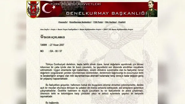 Türk demokrasi tarihinde kara gün: 27 Nisan e-muhtırası