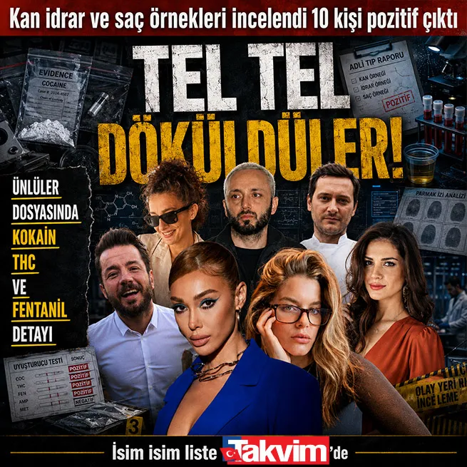 Ünlülere uyuşturucu operasyonu: 10 ismin uyuşturucu testi pozitif! Saç örneklerinde kokain, THC ve fentanil bulgusu