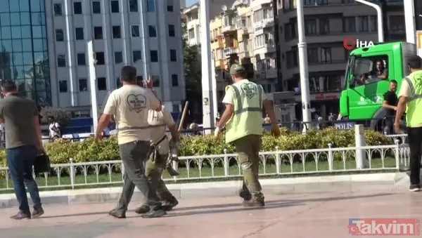 Taksim Meydanı'nda İBB işçileri birbirine girdi! Kürekle vurmaya çalıştı - 5