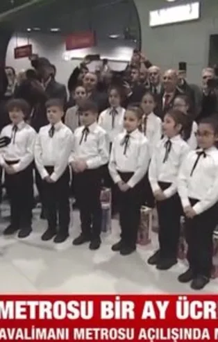 Kağıthane-İstanbul Havalimanı Metrosu açılışında Başkan Erdoğan'a sürpriz! Çocuk korosu ve portresi beğeni topladı