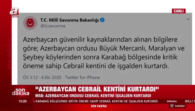Azerbaycan toprağı Cebrail Ermenistan işgalinden kurtarıldı