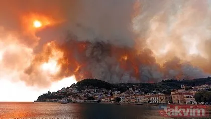 Yunanistan’ın Eğriboz Adası’nda kabus! Alevler tahliyeleri arttırdı... Korku filmini aratmayan görüntüler