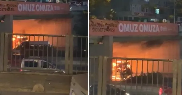 Esenler'de servis aracı alev alev yandı!