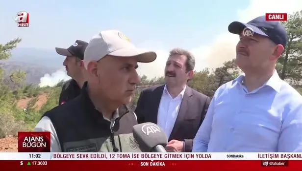 Tarım ve Orman Bakanı Kirişçi ile İçişleri Bakanı Soylu yangın bölgesinde