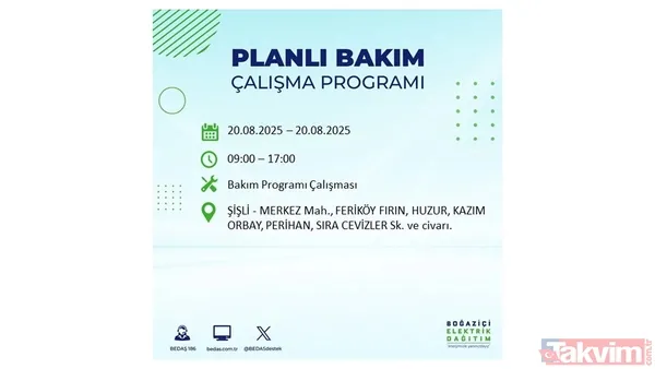 ⚫20 Ağustos 2025 İstanbul'da Elektrik Kesintisi Yaşanacak İlçe Ve Mahalleler