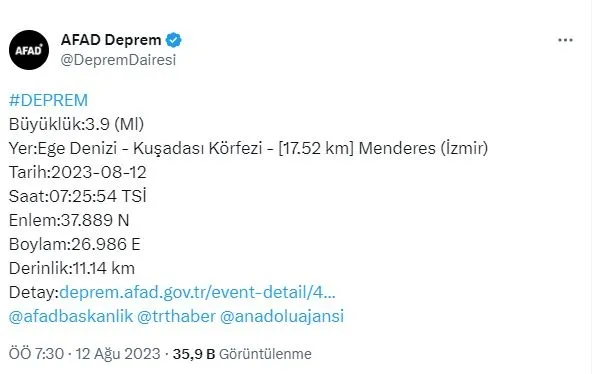 izmirde-deprem-afad-kandilli-rasathanesi-son-depremler-listesi-1691819618467.jpg İzmir'de ve Sivas'ta deprem! Kuşadası Körfezi ile Zara sallandı... AFAD Kandilli Rasathanesi son depremler listesi-1