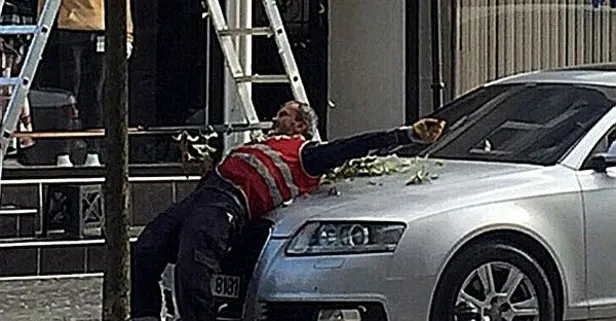 Bu görüntü olay oldu! Araç zarar görmesin diye...