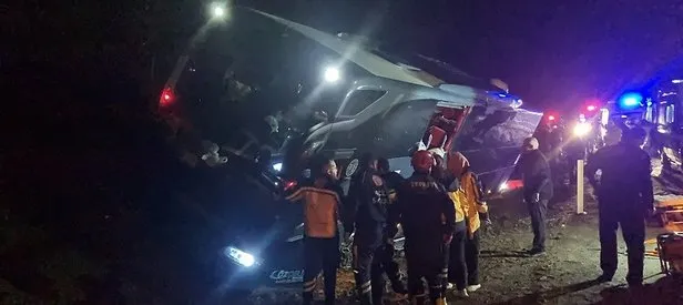 Tur otobüsü yoldan çıktı!