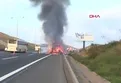 Sarıyer'de kumaş yüklü tır alev alev yandı