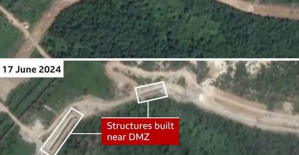 Kuzey Kore, Güney Kore sınırına duvar örüyor! BBC ortaya çıkardı: Kim Jong Un savaş hazırlığı mı yapıyor?