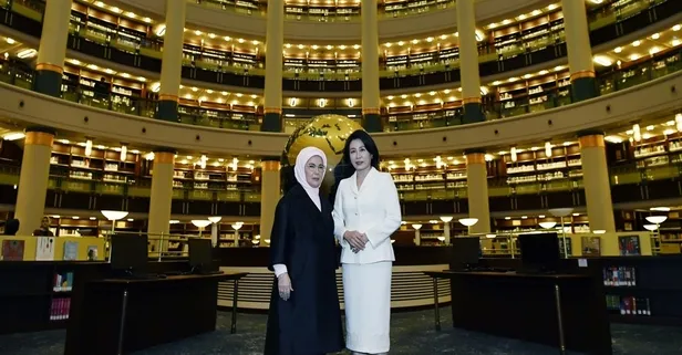 Emine Erdoğan, Güney Kore Devlet Başkanı'nın eşi Kim ile Millet Kütüphanesi'ni ziyaret etti