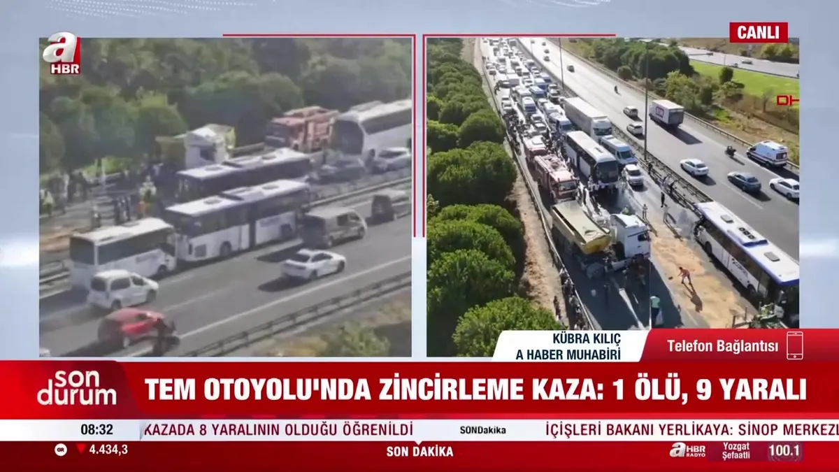 TEM Otoyolu'nda zincirleme kaza: 1 ölü, 9 yaralı